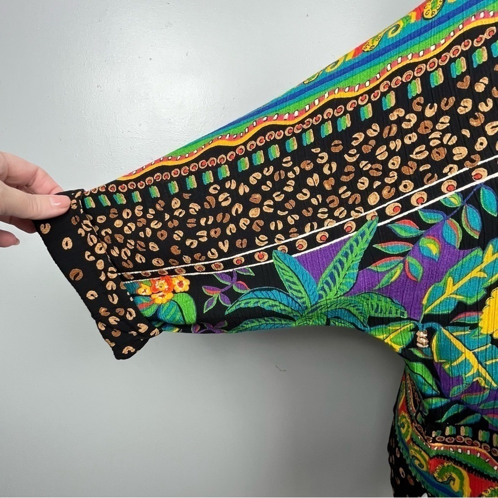 Carole Little Vintage 80’s tropical animal print dolman sleeve top, size 8. - Picture 5 of 9